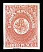Newfoundland, 1857, 4p Scarlet Vermilion, (Scott 4; SG 4)