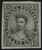 Sale Number 895, Lot Number 446, CANADA, 1851, 12p Black, Laid (3; SG 4)