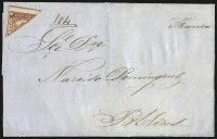 Sale Number 957, Lot Number 55, 1858, 4p (" Cuato Ps" ) Vermilion, Diagonal Half Used as 2p (4a)