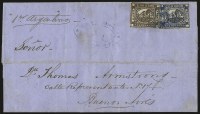 Sale Number 957, Lot Number 74, 1858, 4r (" Cuato rs" ) Brown, 1p (" In Ps" ) Blue (1, 6)
