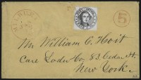 Sale Number 1020, Lot Number 15, Millbury, Massachusetts, 5c Black on Bluish (7X1)