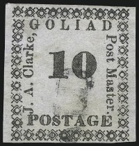 Sale Number 1035, Lot Number 28, Goliad Tex., 10c Black on Gray (29X7)