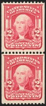 2c Carmine, Type I, Vertical Coil (321)
One of four pairs and two coversavailable to collectors
Realized $1,475,000 in April 2021