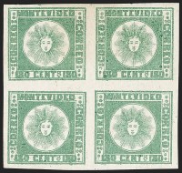 Sale Number 1236, Lot Number 2861, URUGUAY, 1858, 180c Green, Thick Paper (5c)