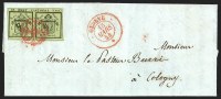 Sale Number 1246, Lot Number 3639, SWITZERLAND, Geneva, 1843, 5c + 5c Black on Yellow Green, "Double Geneva" (2L1; Zumstein 3)