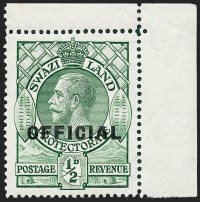 Sale Number 1270, Lot Number 2550, SWAZILAND, 1933, -1/2p-6p King George V, Official (19 Footnote; SG 20 Footnote)