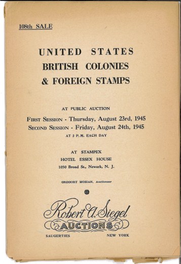 Catalog Cover Sale no. 108 — Siegel Auction Galleries