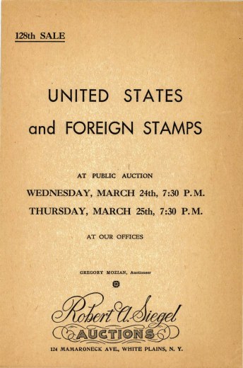 Catalog Cover Sale no. 128 — Siegel Auction Galleries