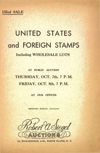 Catalog Cover Sale no. 132 — Siegel Auction Galleries