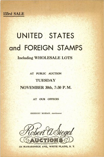 Catalog Cover Sale no. 133 — Siegel Auction Galleries