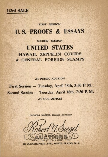 Catalog Cover Sale no. 143 — Siegel Auction Galleries