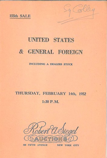 Catalog Cover Sale no. 155 — Siegel Auction Galleries