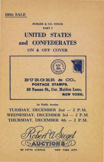 Catalog Cover Sale no. 160 — Siegel Auction Galleries
