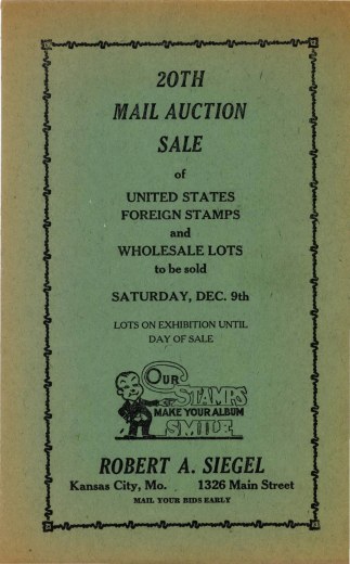 Catalog Cover Sale no. 20 — Siegel Auction Galleries
