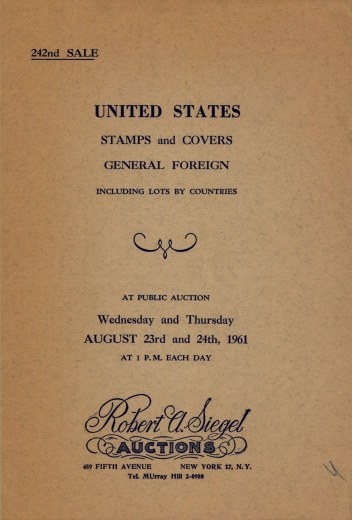Catalog Cover Sale no. 242 — Siegel Auction Galleries