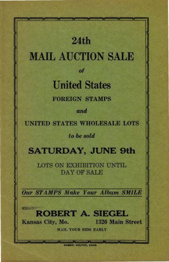 Catalog Cover Sale no. 24 — Siegel Auction Galleries