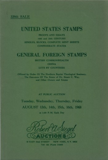 Catalog Cover Sale no. 338 — Siegel Auction Galleries