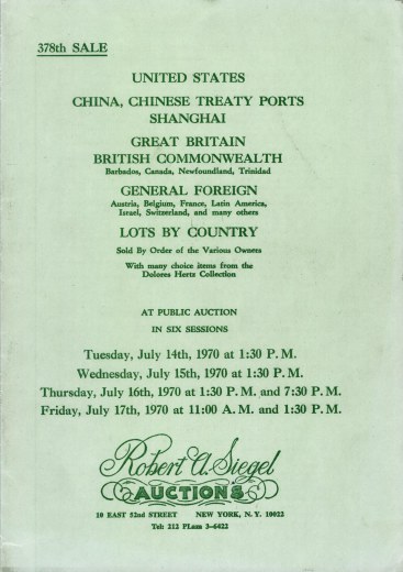 Catalog Cover Sale no. 378 — Siegel Auction Galleries