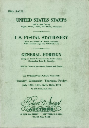 Catalog Cover Sale no. 398 — Siegel Auction Galleries