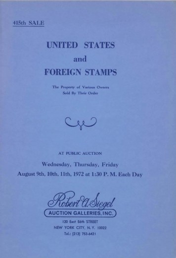 Catalog Cover Sale no. 415 — Siegel Auction Galleries