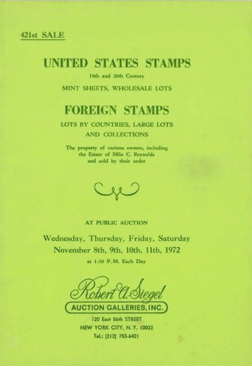 Catalog Cover Sale no. 421 — Siegel Auction Galleries