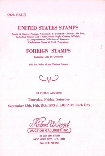 Catalog Cover Sale no. 436 — Siegel Auction Galleries