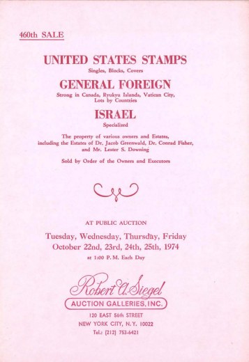 Catalog Cover Sale no. 460 — Siegel Auction Galleries