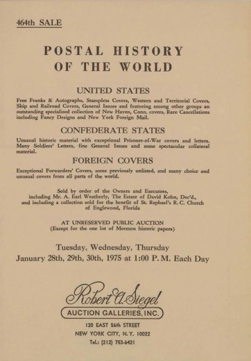 Catalog Cover Sale no. 464 — Siegel Auction Galleries