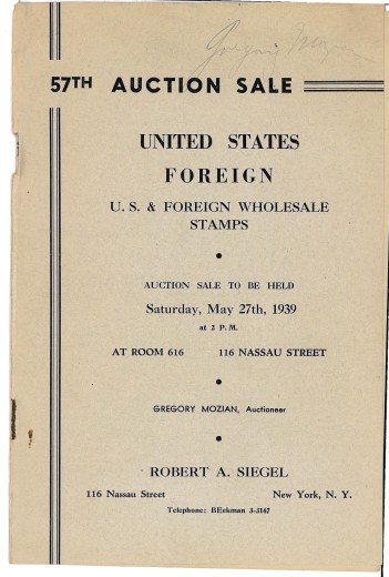 Catalog Cover Sale no. 57 — Siegel Auction Galleries
