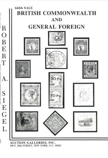 Catalog Cover Sale no. 644 — Siegel Auction Galleries