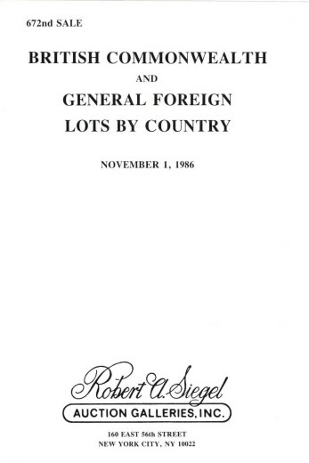 Catalog Cover Sale no. 672 — Siegel Auction Galleries