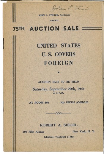 Catalog Cover Sale no. 75 — Siegel Auction Galleries