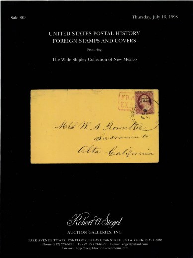 Catalog Cover Sale no. 803 — Siegel Auction Galleries