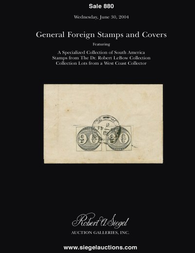 Catalog Cover Sale no. 880 — Siegel Auction Galleries