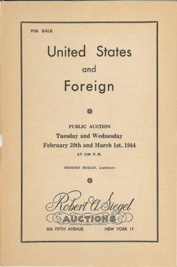 Catalog Cover Sale no. 97 — Siegel Auction Galleries